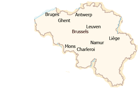 map of Belgian cities