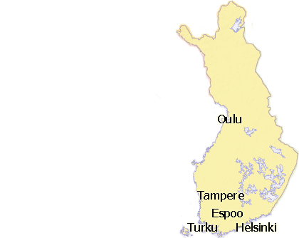 map of Finnish cities