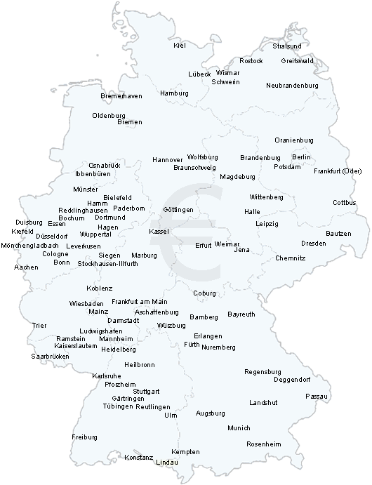 map of German cities