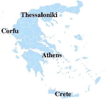 map of Greek cities