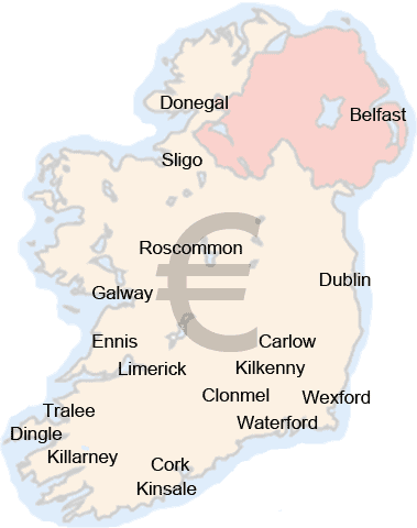 map of Irish cities