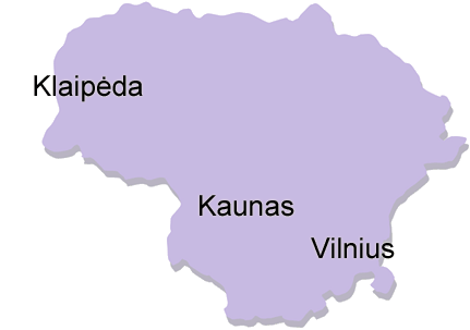 map of Lithuanian cities