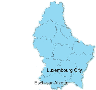 map of Luxembourg cities