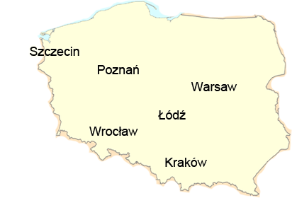 map of Polish cities