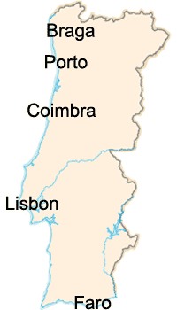 map of Portuguese cities