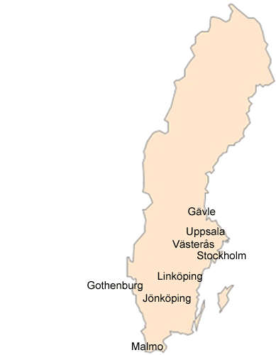map of Swedish cities